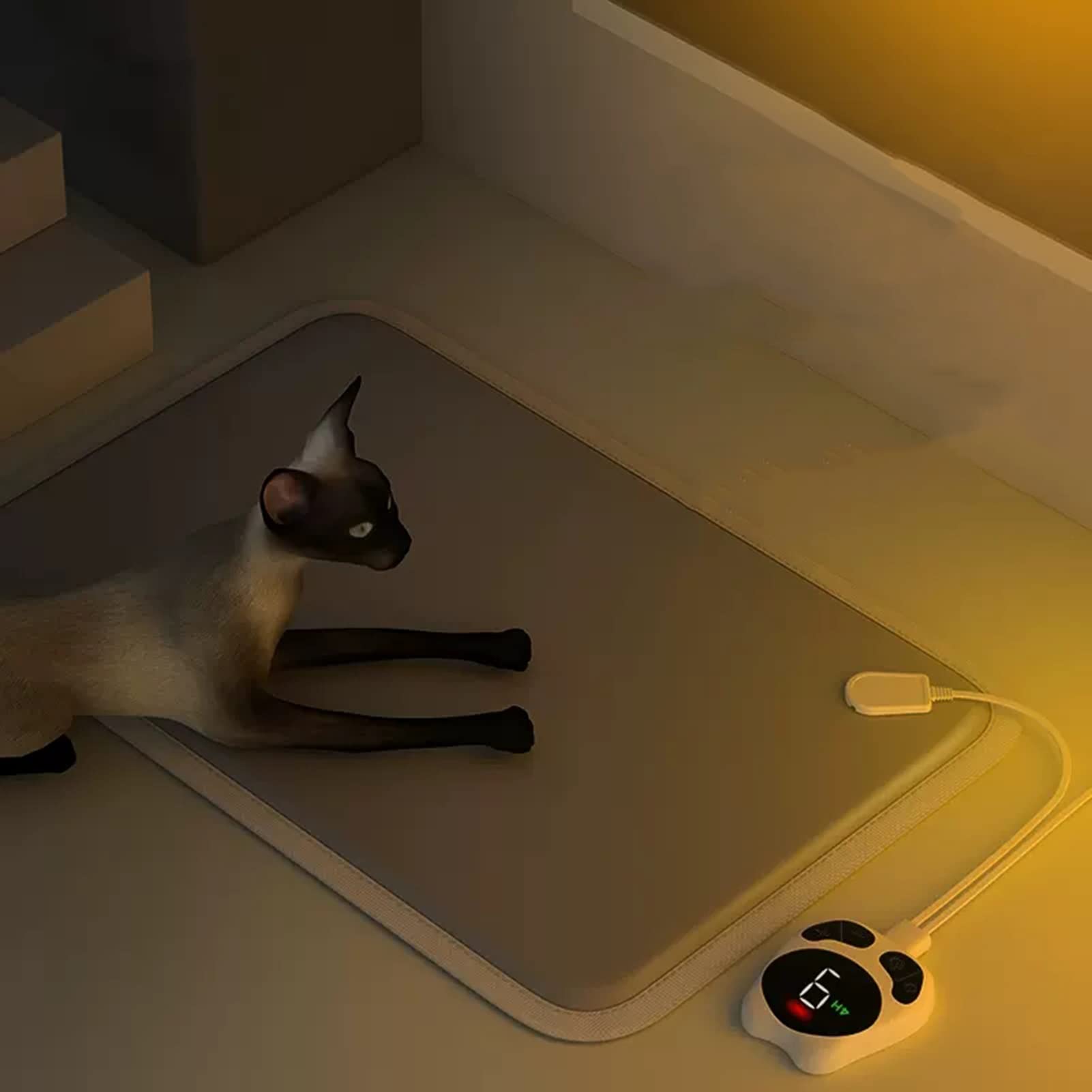 Almohadilla de Calefacción Almohadilla Térmica para Mascotas de Interior Con Manta, Kit de Parto de Cama de Gato Calentada a Prueba de Agua, Almohadilla Térmica para Gatos Y Perros Con Apagado Automát