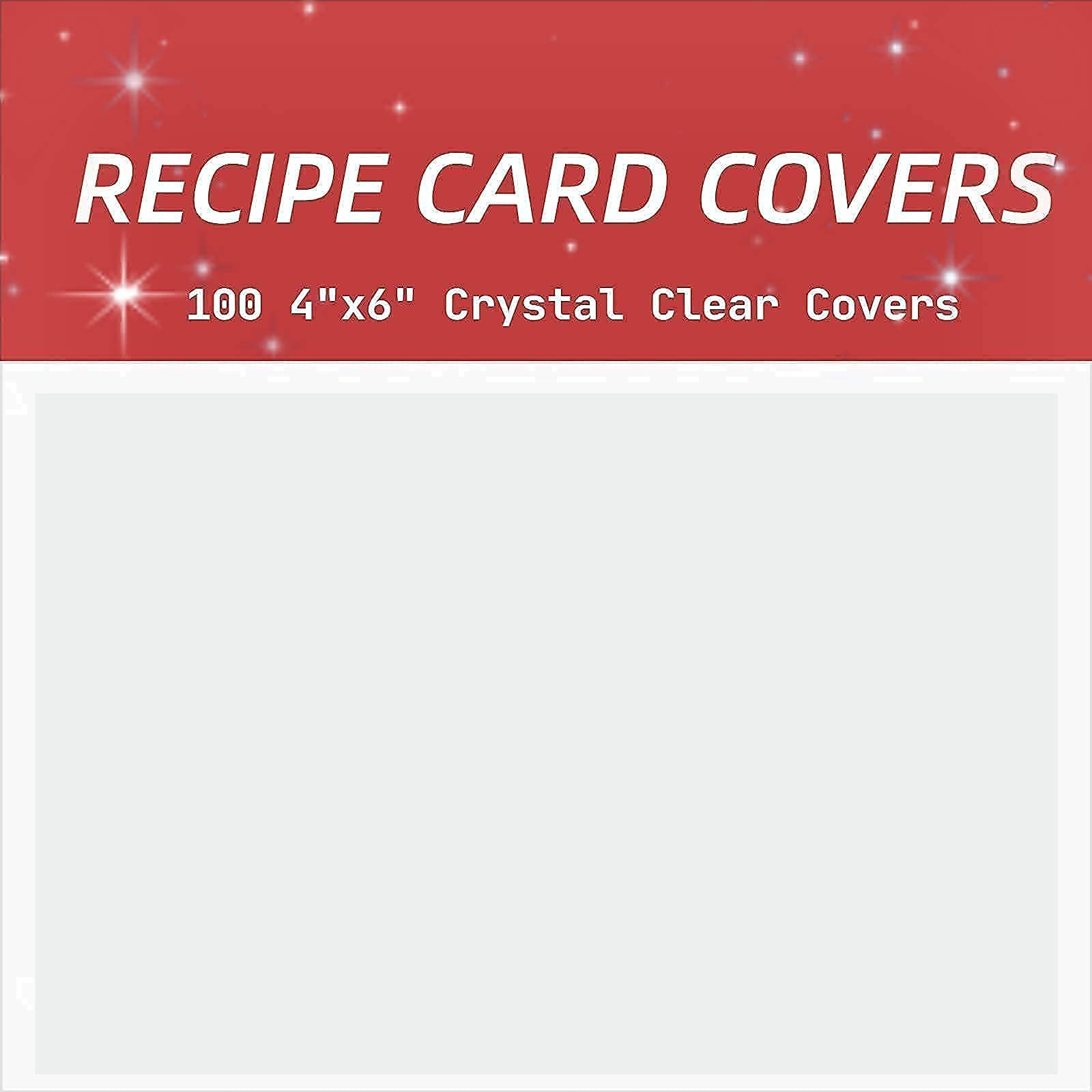 Vovoo Clear 4 x 6 Inch Plastic Recipe Card Protectors, Set of 100