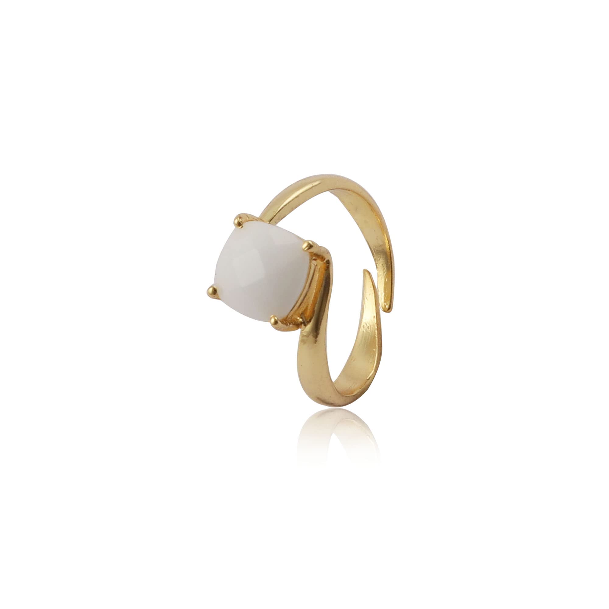 El Joyero White Agate Gemstone Ring Jewelry | Prong Set Cushion Adjustable Ring | Adjustable Gold Plated Gemstone Rings | Engagement Stackable Rings | 1749 10 (B09P8HYJFR) Amazon Price History, Amazon Price Tracker
