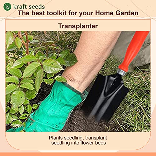 Kraft Seeds Garden Trowel - 1 PC (Red Handle, Metal Blade) | Gardening Tools for Home Garden - Shovel | Durable and Sturdy Rust-Free Shovel for Garden | Gardening Accessories | Essential Handy Tools
