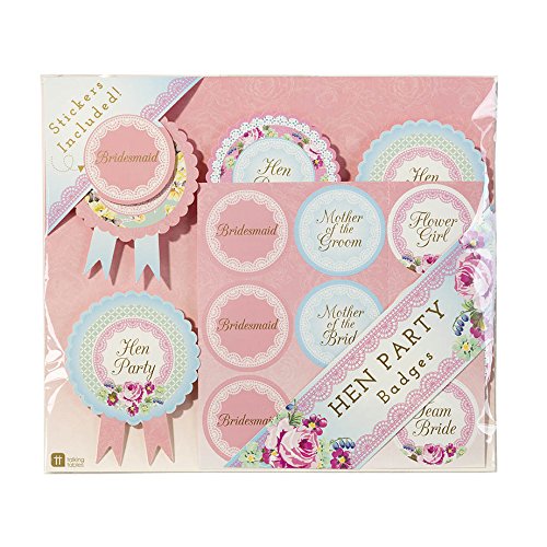 Talking Tables Truly Hen Hen Party Rosette Badge for a Hen Party, Multicolor (6 Pack)