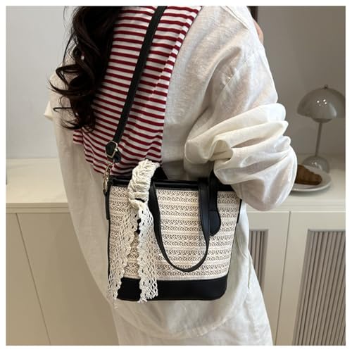 Women Shoulder Bag Trendy Handbag Straw Bucket Bag Simple Messengers Large Capacity Crossbody For Daily Lovely Crossbody4