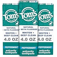 Tom's of Maine Whiten Plus Deep Clean Whitening Toothpaste, Natural Whitening Toothpaste with Plant-Based Cleansers, Enamel Safe, Whitens Without Causing Sensitivity, Peppermint, 4.0 oz (Pack of 3)