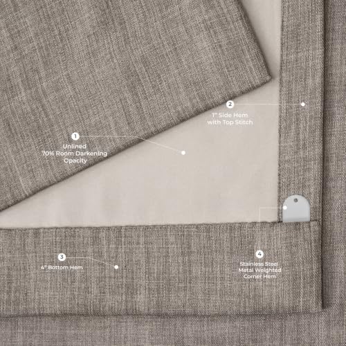Image of HPD Half Price Drapes Grommet Linen Curtains 96 Inches Long Room Darkening Curtains for Bedroom & Living Room (1 Panel), 50W x 96L, Mink
