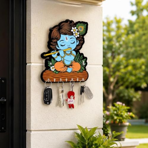 Image of Webelkart Premium Cute Krishna Key Holder for Home /Office Decor /Key Hanger for Wall Decor,Decorative Item for Home (Multi Krishna)