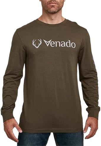 Venado Brand Mens Graphic Tees Long Sleeve Flex T-Shirt Soft Cotton Blend Army, XLT