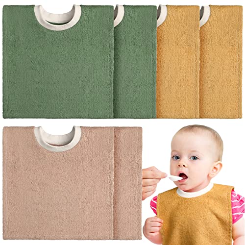 Image of 6 Pcs Pullover Baby Bibs Cotton Terry Toddler Bibs Absorbent Infant Bibs for Feeding and Drooling Towel Slip on Bib (Lively Color)