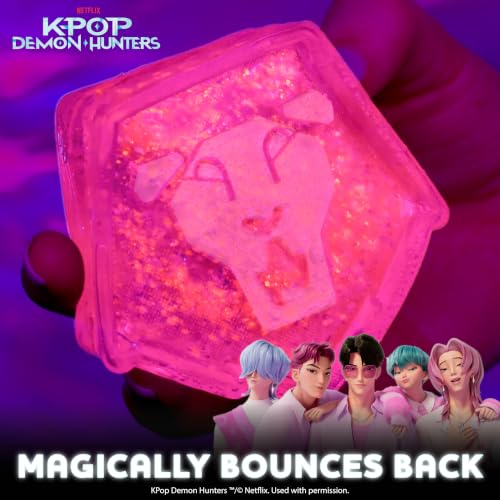 Image of Netflix Kpop Demon Hunters Saja Boys Pink Gelli Gels - Slow-Flow Glitter Squishy Sensory Toy, Sugar Squish Stress Fidget for Kids & Teens