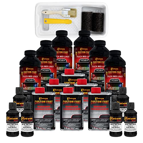 Image of Custom Coat Black Metallic Roll-On Urethane Truck Bed Liner Kit, 1.5 Gallon