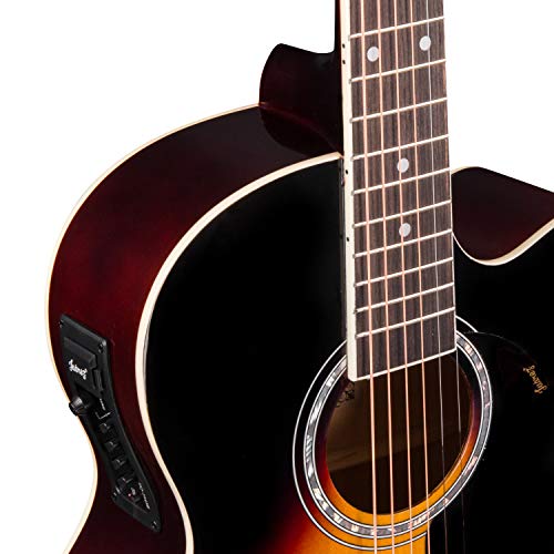 Image of JUAREZ Arpeggio 99.06 cm (39 Inch) Semi-Acoustic Guitar Kit, JRA39SP-Q-3TS Spruce Top, Rosewood Fretboard & Bridge, Truss Rod, 4 Band EQ, Chrome Die Cast Machine Tuners, Sunburst