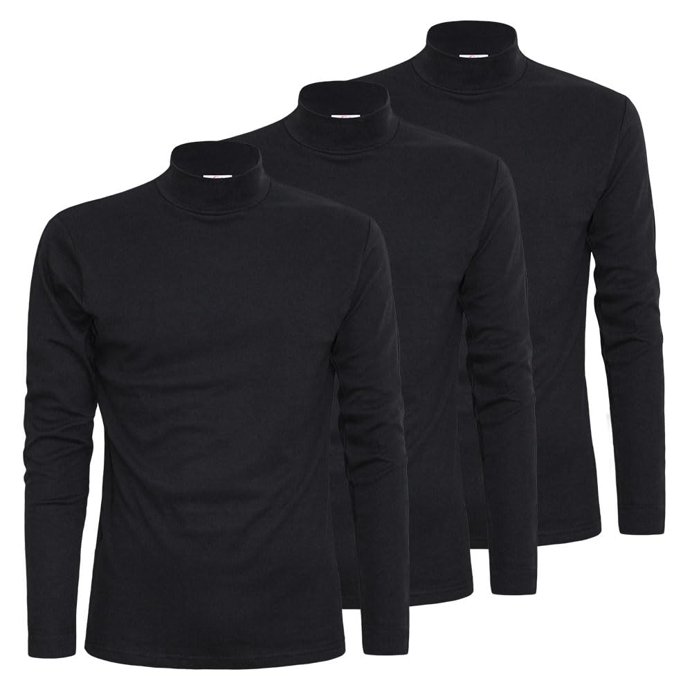Liabel Maglia Lupetto Uomo Caldo Cotone Conf da 3 pz, Nero M