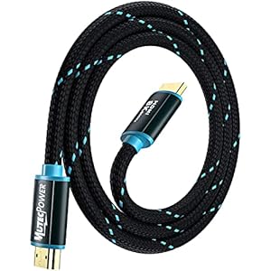 MutecPower Ultra High Speed 1 meter HDMI 2.1V kabel gecertificeerd 48Gbps, 8K @60Hz & 18Gbps, 4K @120Hz met HDR, VRR & EARC – 30 AWG UL-lijst 1m stekker naar stekker kabel blauw/zwart gevlochten