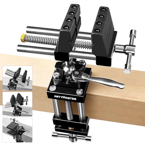 Image of ArtyMaster 360 Rotating Bench Vise with Quick-Release Ratchet Wrench - Versatile Woodworking & Pipe Vise for Home Improvement - 4 Inch Workbench Vise for Carving, Repair & DIY Projects (WT117A)