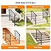 VINGLI Handrails for Outdoor Step, Stair Handrail Fits 1 to 5 Steps, Wrought Iron Hand Rail Stair Railing Kit for Concrete/Porch/Wooden Steps (Black, 2 to 3 Steps)