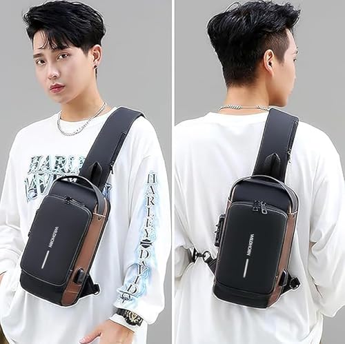 Image of WildHorn AeroShield Waterproof Anti-Theft Sling Bag for Men & Women | Crossbody Chest Shoulder Bag with USB Charging Port | Lightweight, Travel & Daily Use | Adjustable Strap