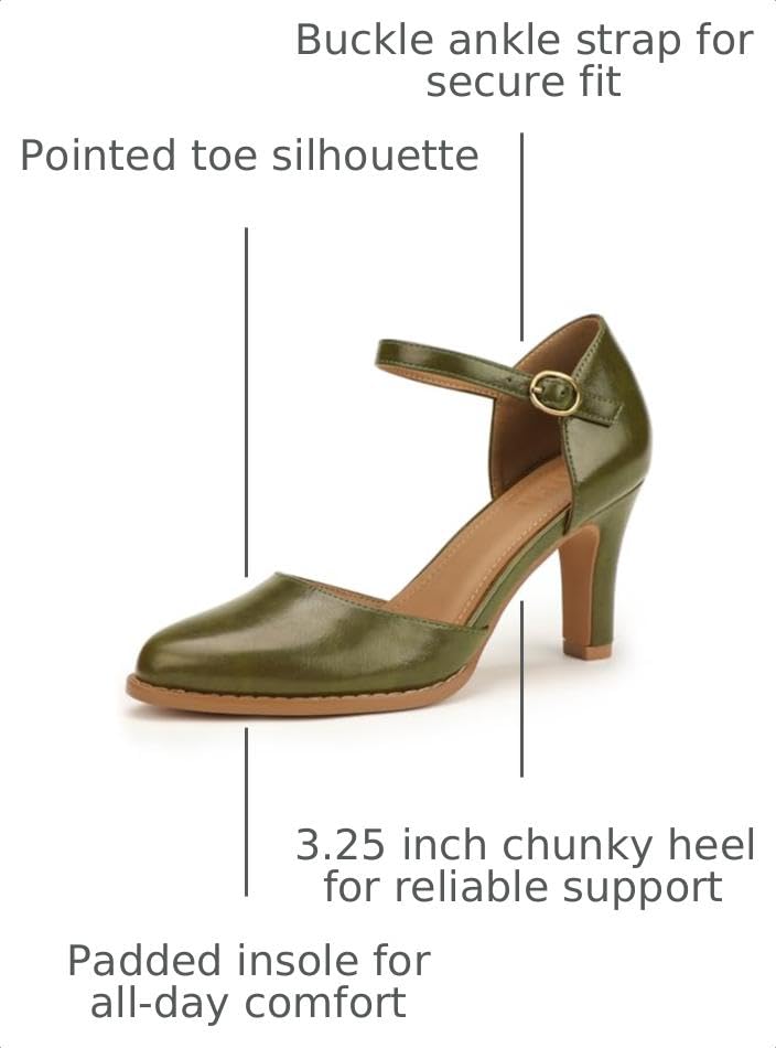 Image of IDIFU IN3 Closed Toe Chunky High Heels Comfortable Dress Shoes for Women