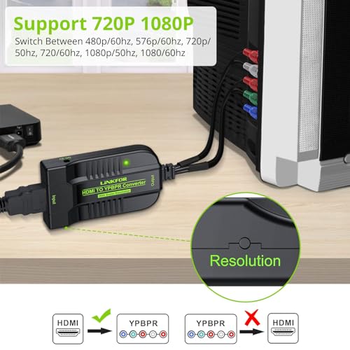 image for LiNKFOR 1080P HDMI to Component Converter HDMI to YPbPr Converter HDMI