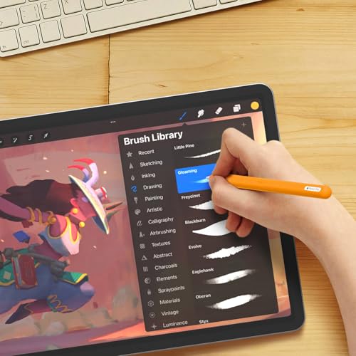 Image of Ultra Thin Protective Pencil Cover for Apple Pencil Pro &Apple Pencil 2nd Gen Silicone Case Sleeve Soft Durable Silicone Cover(Orange)