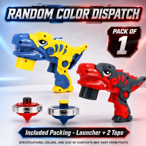 Image of Zest 4 Toyz Dino Gyro Attack Launcher Toy Set for Kids | Spinning Battle Tops with Gun Launcher | Light & Action Fighting Game | Multiplayer Fun Toy Gift for Boys & Girls 6+ Years (Yellow)