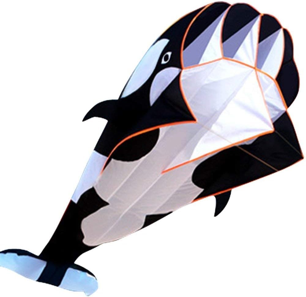Touch the sky Aquilone 3D per bambini e adulti, facile da montare e volare, giocattolo per giochi e attività all'aperto, morbido delfino gigante senza cornice