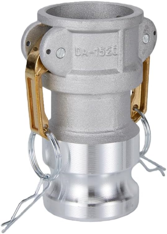 Aluminum Type DA Camlock Hose Fitting, Reducer, 1.5" Female Camlock x 2" Male Camlock