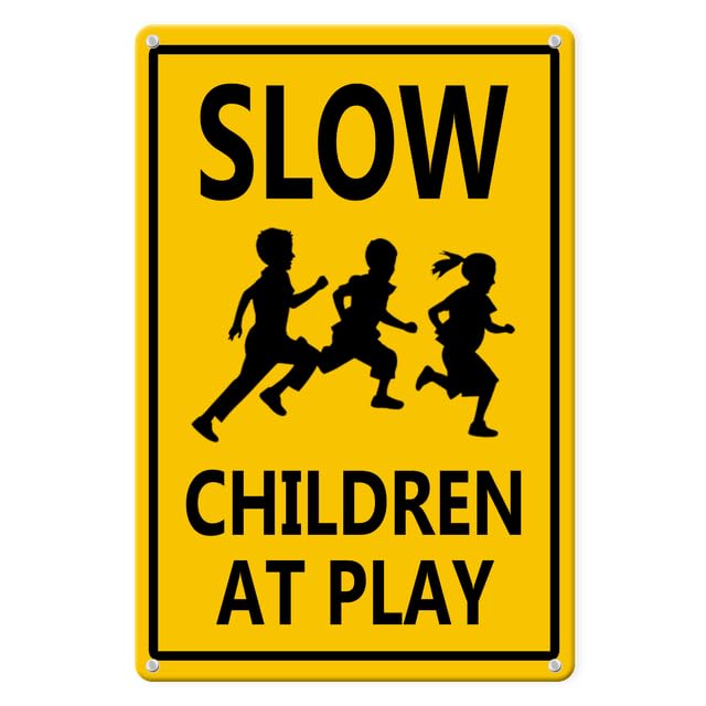 Horienteeon Slow Down Children at Play Aluminium/Metal Sign 30×40cm, Sturdy Aluminum Metal Signs Rust Free, Children Play Signs, Slow Down Signs For Neighborhoods