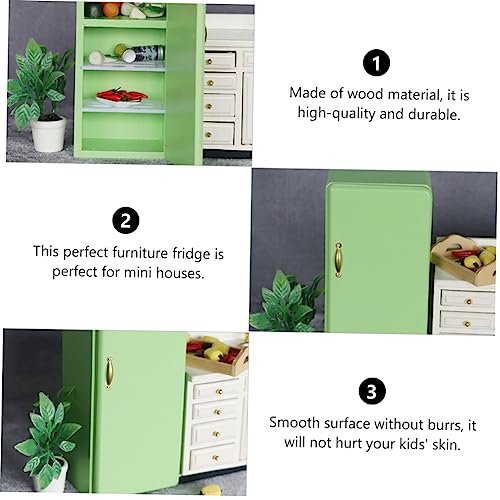 SAFIGLE 1 St Koelkastmodel Koelkast Fantasiespel Bonsai Pot Figuur Mini Keuken Koelkast Keukenmodel Apparaat Gesimuleerd Koelkastmeubelmodel Koelkast Schaal 1/12 Hout Kind Eten Ornamenten - Image 5