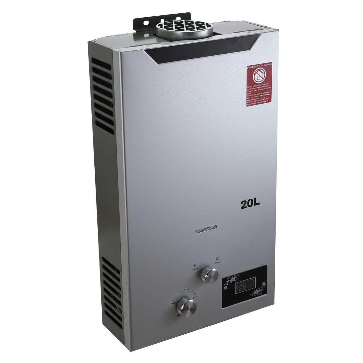 Tragbarer Gas Durchlauferhitzer 20L 40KW Propangas Campingdusche für Dusche im Außenbereich Dusche Bad Warmwasser Camping Dusche LPG Warmwasserbereiter Warmwasser Tankless Instant,Silber