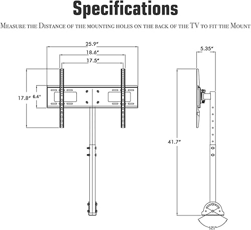 Miniatura 7 de Soporte de techo para TV que se adapta a la mayoría de televisores de pantalla plana LED, LCD OLED de 32 a 70 pulgadas, soporte de pared universal,