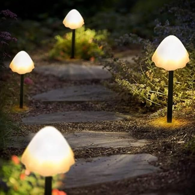 Outdoor Solar Garden Lights Mini Solar Mushroom Light Warm White