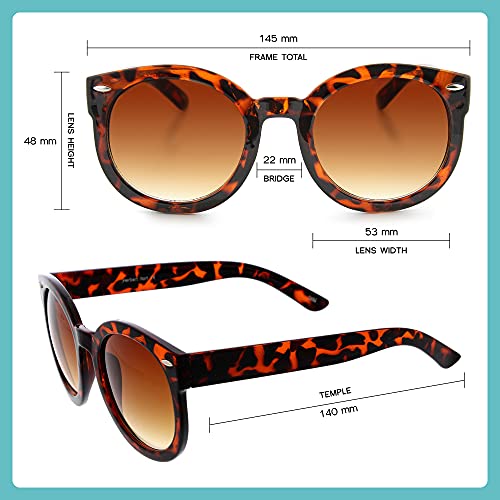 Image of zeroUV - Round Retro Oversized Sunglasses for Women with Colored Mirror and Neutral Lens 53mm