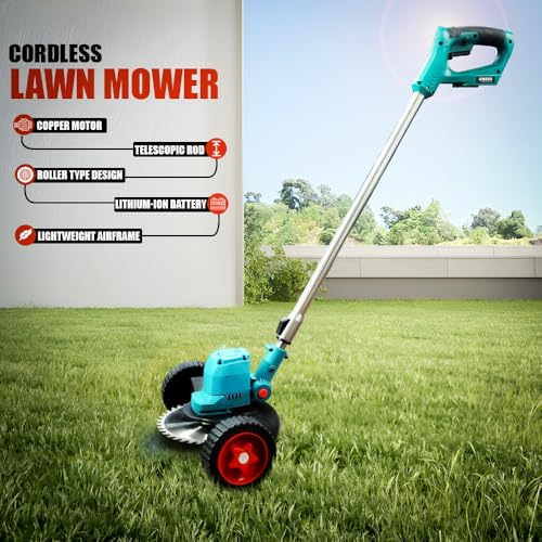 Image of Omada Cordless Electric Grass Cutter Machine - Adjustable Height and Portable Garden Lawn Trimmer - 21V 7800RPM - Weed Cutter - 2 pcs 21V 5.0Ah Rechargeable Battery