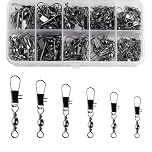 HexinYigjly 120 Pcs Sea Fishing Swivels and Clips, Rolling Safety Snap Swivels Fishing Tackles, High StrengthFishing Snap Swivelss, Quick Change Swivelss Hooks to Line Connectors(2# 4# 6# 8# 10# 12#)