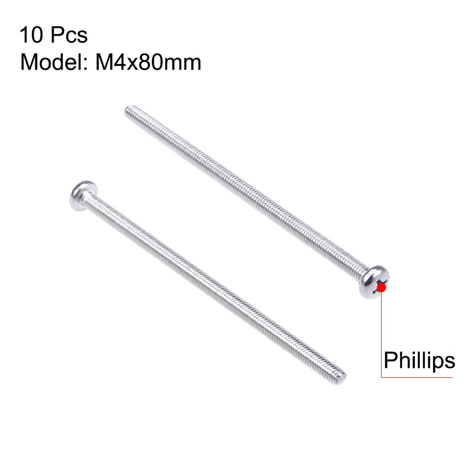 MACHSWON M4x80mm Machine Screws Pan Phillips Cross Head Screw 304 Stainless Steel Round Head Cross Screw Fasteners Bolts 10Pcs - Image 2