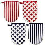 Cedilis 4 Pieces Mini Oven Mitts, Heat Resistant Short Kitchen Gloves for Oven, 5.5'x7'
