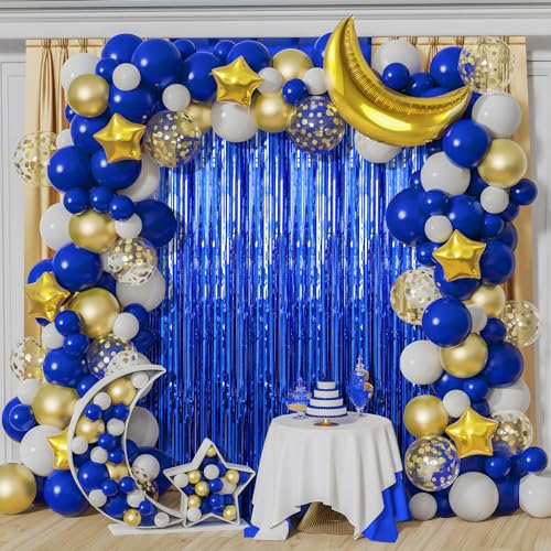 2 Pack Blue Foil Fringe Curtains Streamers Party Decorations 3.3 x 8.2 ft, Blue Tinsel Curtain Fringe Backdrop for Parties, Door Fringe Birthday Streamers, Photo Booth Backdrops, Party Decor - Thumbnail 4