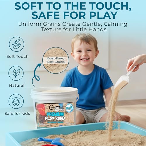Image of Trade Grade Play Sand for Sandbox Sand for Kids - 30 lb Bucket Natural Play Sand for Kids, Sensory Play, Tables, & Outdoor Fun, Perfect for Wet Castle Building & Creativity