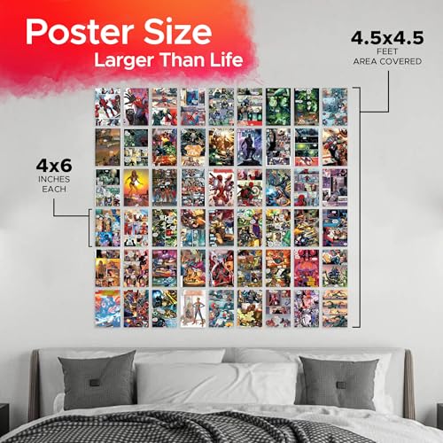 Image of CodersParadise Pack of 54 Heroes Wall Collage Kit Posters - 4 x 6 Inches Posters for Room Wall Decoration of Bedroom, Office, Living room, Dorm room - Glue Dots Included, Cardstock