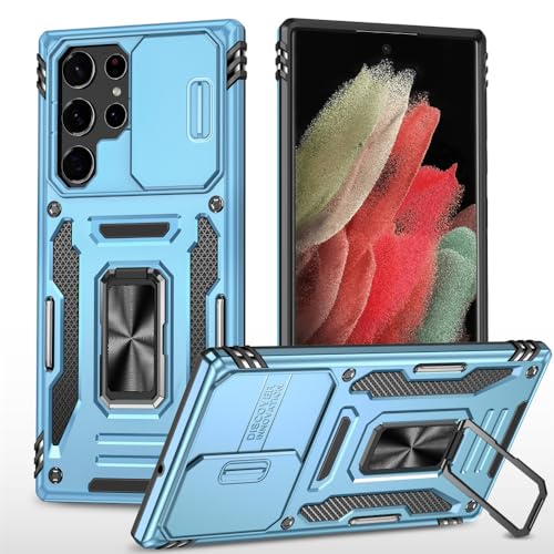 Coque Samsung S23 Plus ENILSA bleu ciel antichoc avec cache caméra coulissant