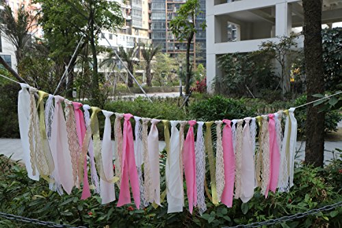 Lace Tassel Garland Fabric Garland Rag Tie Garland Shabby Chic Blush banner Wedding Backdrop Wedding Decor Baby Shower Party Decor Home Decor Wall Hanging Bedroom Decor 4Ft