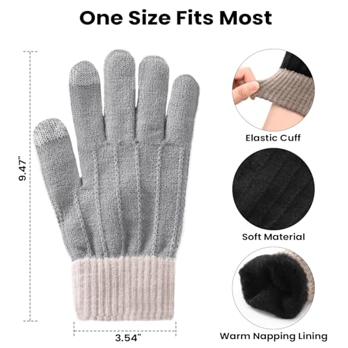 Clothirily Winter Gloves for Women - Stretchy Touchscreen Winter Gloves, Soft Warm Women's Knit Glove for Cold Weather - Image 4