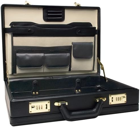 RoadPro CAP-003PM/BK Premium Black Leather-Like Expandable Briefcase