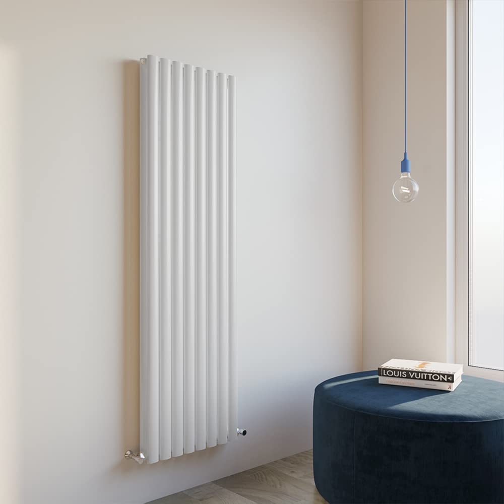 Huibathroom White Oval Column Radiator 1600X472mm Vertical Design Double Central Heating Rad