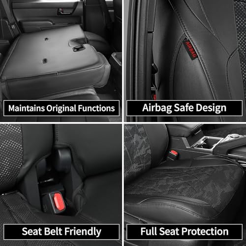 Image of EKR Tacoma Seat Covers Custom Fit for Toyota Tacoma (Only for Hybrid) 2024 2025 2026 Double cab TRD Sport /TRD Off-Road /Limited /Trailhunter-Truck Seat Cover Full Set,Faux Leather(Black /Gray Camo A63)