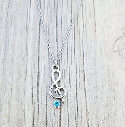 Infinity Collection Music Note Birthstone Charm Necklace- Birthstone Treble Clef Jewelry Gift, Music Lover Jewelry Gift, Musicians Gift2