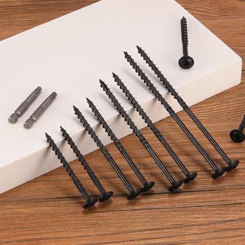 Image of #14 x 5 Inch Lag Screws (114Pcs) 4lb. Structural Wood Screw, Black, Carbon Steel, Washer Head, Rust Resistant epoxy Coated, T30 Star Bit