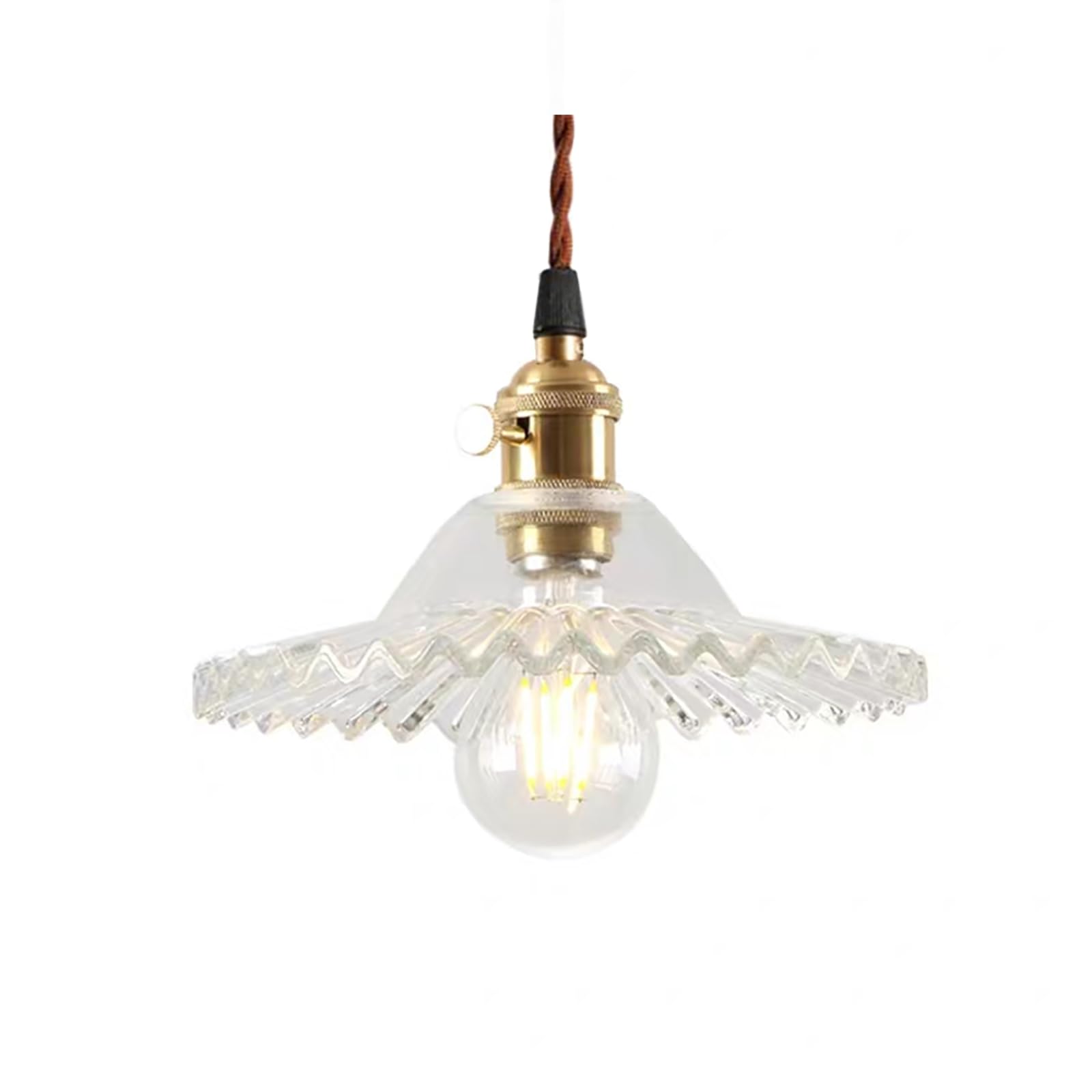 Industrial Lámpara de Techo Retro, E27 Lámpara Colgante de Cristal Vintage, Colgante de luz con Portalámparas de Latón Para Dormitorio Restaurante Sala de Estar (Color Transparente)
