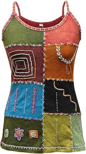 Débardeurs brodés colorés en coton doux avec motifs faits main