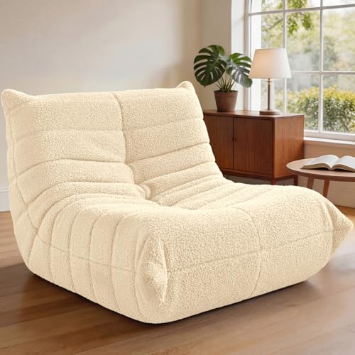 Image of HABUTWAY Bean Bag Chairs Fireside Lazy Floor Sofa,Single,Khaki