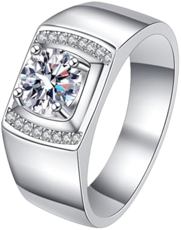 Bague moissanite homme 1 carat en argent S925 au prestige d'un diamant de lab